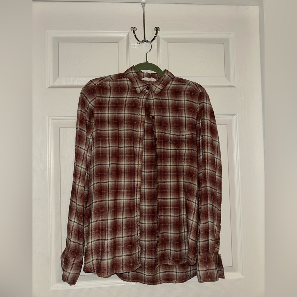 beachlunchlounge Plaid Button Down Shirt - Red and White